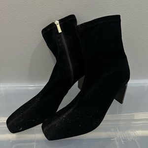 Zara Black Velvet Heel Booties